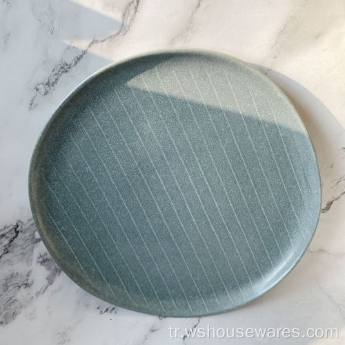 Stoneware Seramik Yuvarlak Plaka Dinnerli Reaktif Sırlı